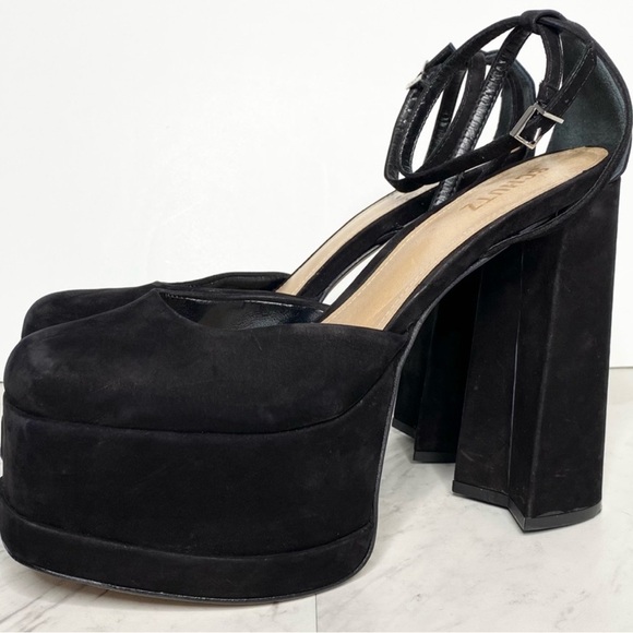 Schutz Luan Black Platform Pump, soft nubuck, 8 1/2 B - Picture 2 of 14